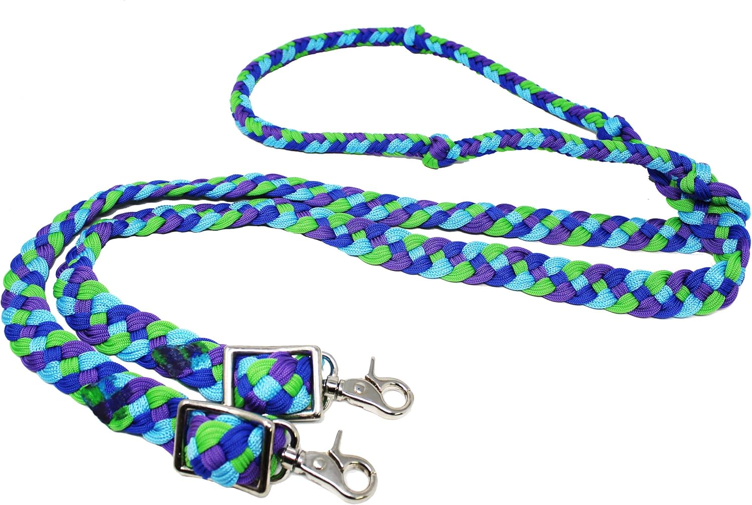CHALLENGER Horse Western 8' Long Nylon Braided Knotted Barrel Roping Reins Tack 607511