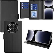 Pollachi Magnetic Case Compatible with Xiaomi Redmi Note 14 Pro 5G, Leather Wallet Case with 9 Cards and Stand, Protective Leather Anti-Shock Cover Case for Redmi Note 14 Pro, Black