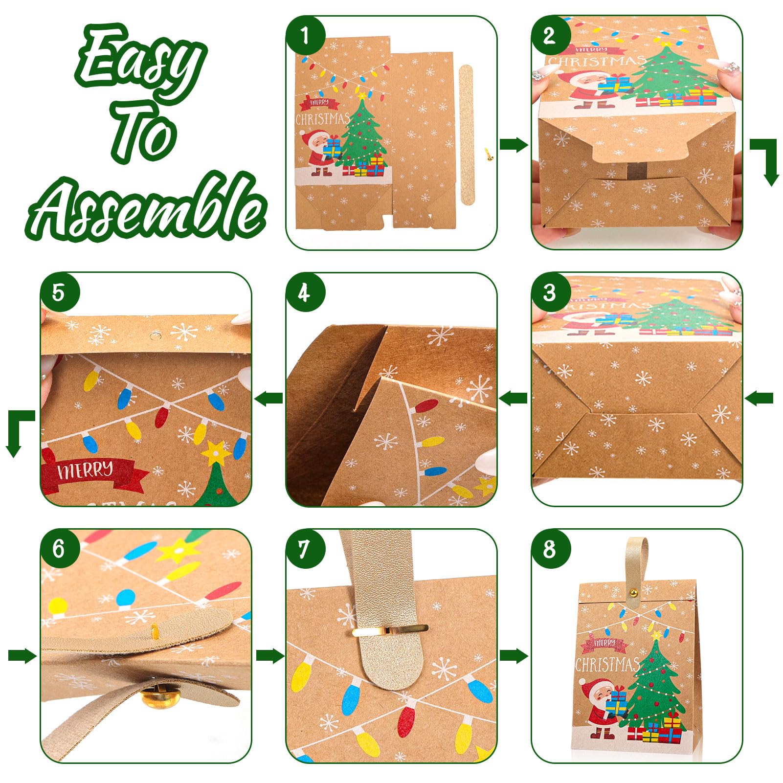 Sacchetti Regalo Natale In Carta Kraft - Confezione 12 Pezzi Con