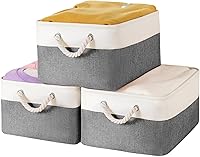 Vista 18 de Contenedores de almacenamiento con asas de algodón resistentes (1 unidad), cestas de almacenamiento de tela para organizar uso para oficina y hogar