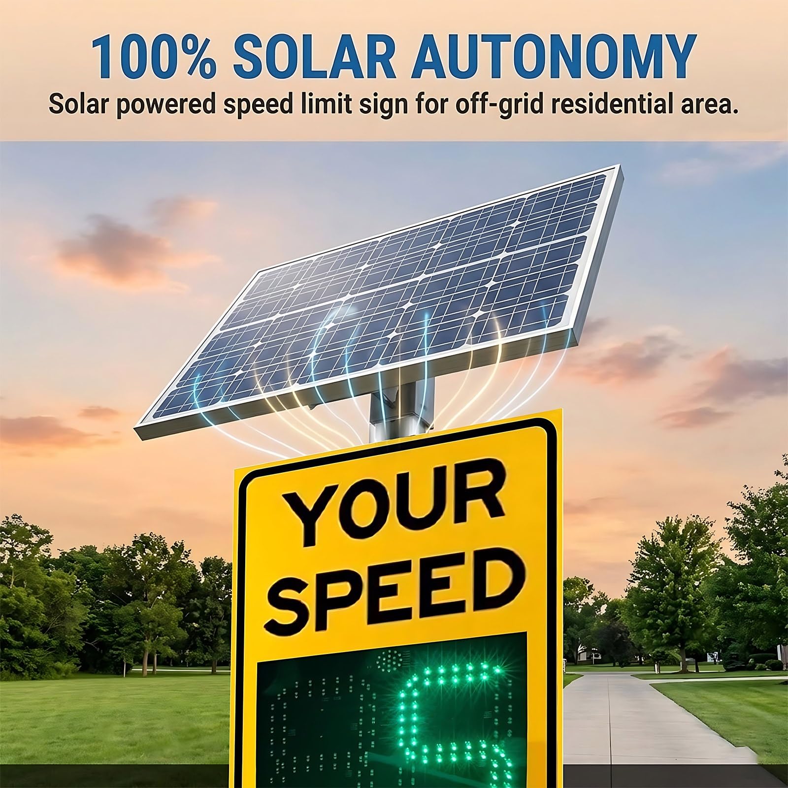 Indicateur Radar Solaire pour Sécurité, Panneau Avertisseur LED de Vitesse, Technologie Détection Avancée, Structure Robuste pour Extérieur, Sans Secteur