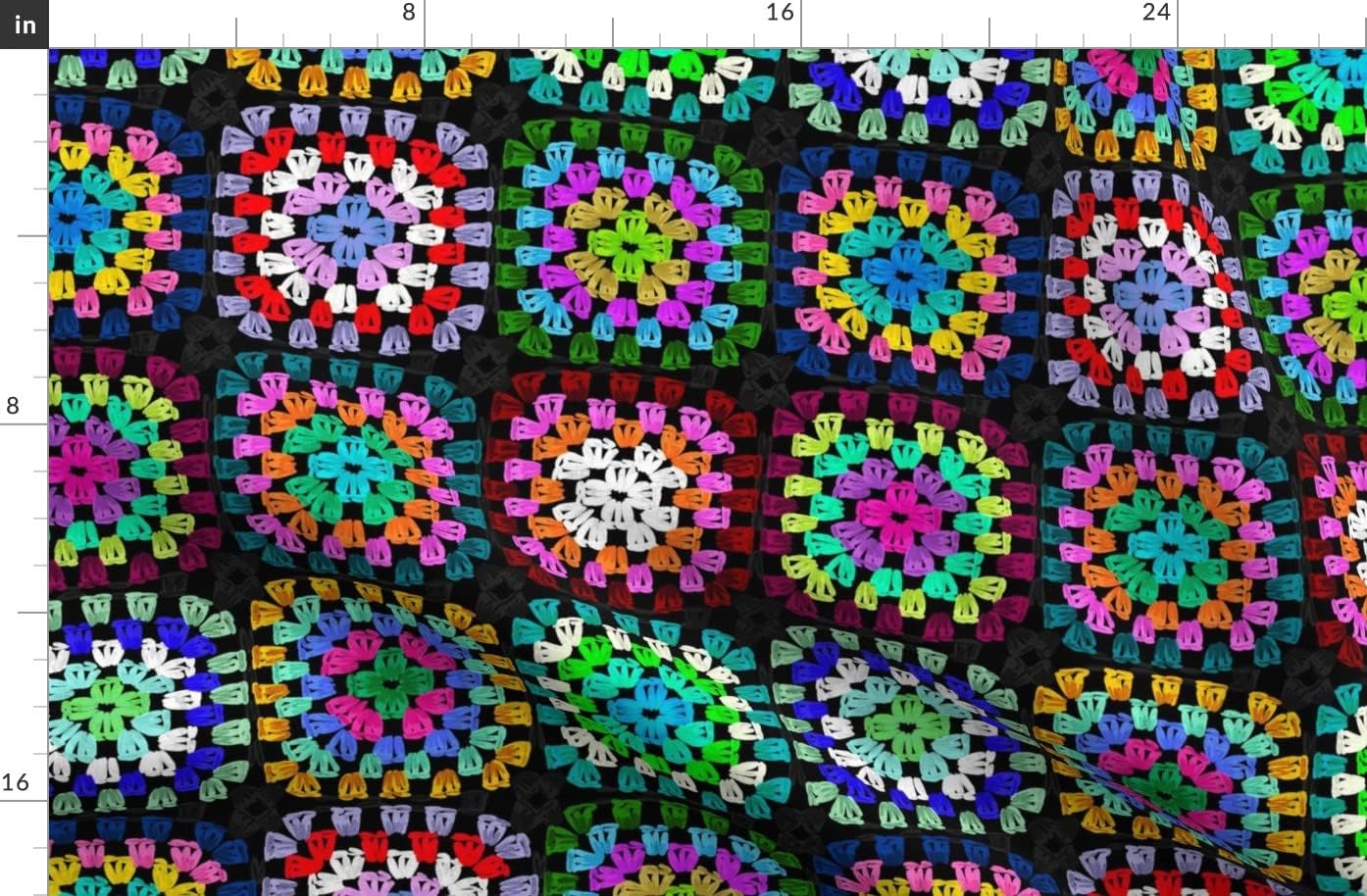 Spoonflower Fabric - Squares Vintage Bright Retro Bold 70S Rainbow Printed on Denim Fabric by The Yard - Bottomweight Apparel Home Decor Upholstery