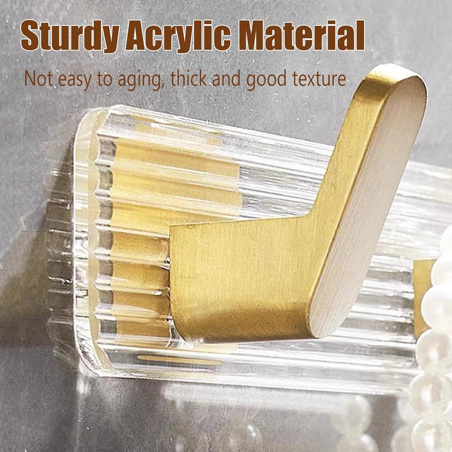 Hair Accessories Organizer Holder, Clear Acrylic Headband Holder Organizer, Hair Tie Holder for Women Headbands Display, Multi Functional Scrunchie Organizer Stand(Clear+Gold,4 Hooks)