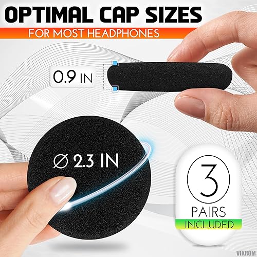 Miniatura 2 de Paquete de 3 fundas de espuma suave para auriculares, 2.3 pulgadas, almohadillas de repuesto para auriculares, cojines duraderos y fáciles de
