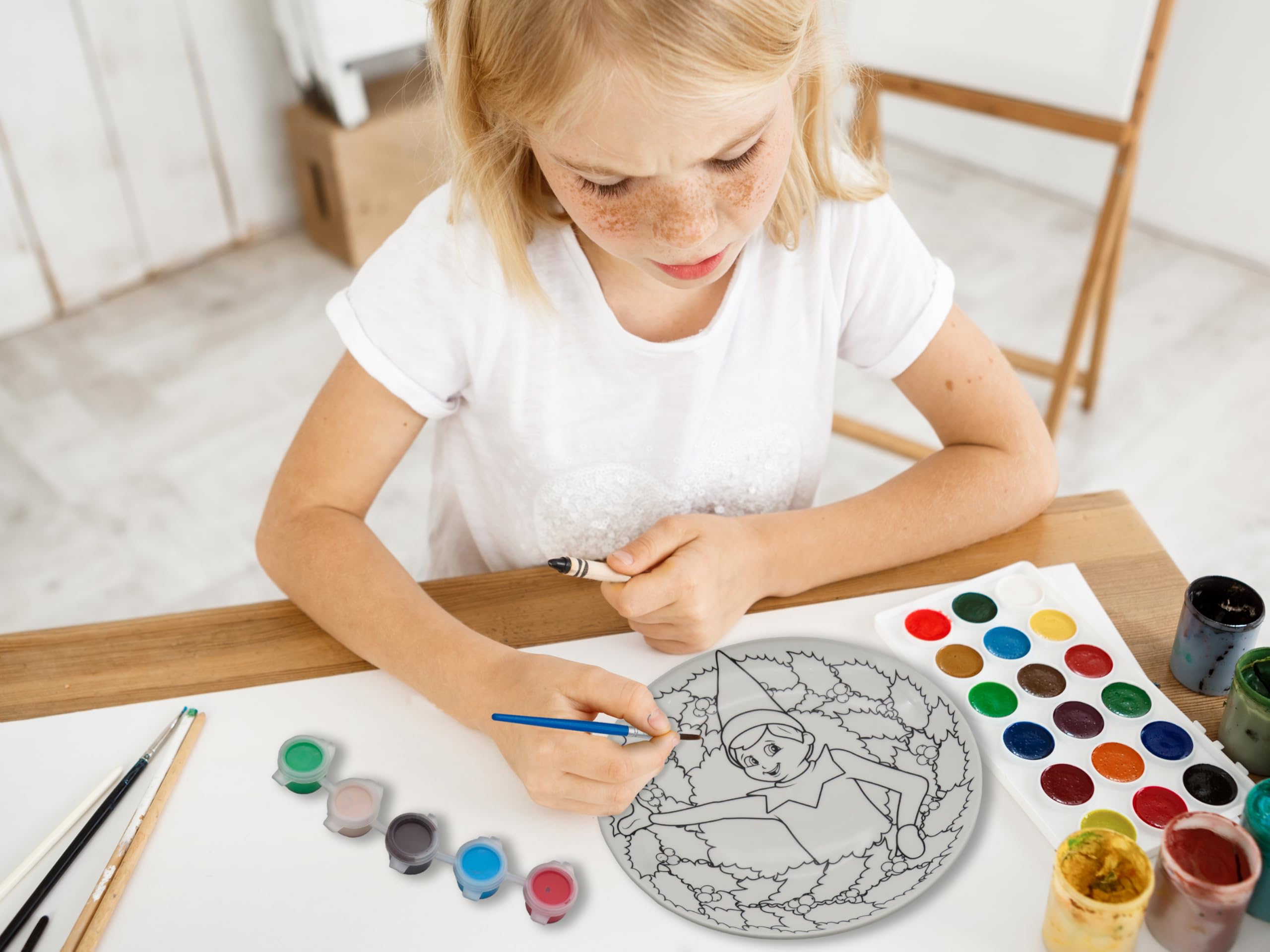 Elfos Plato de Cerámica para Pintar Multicolor