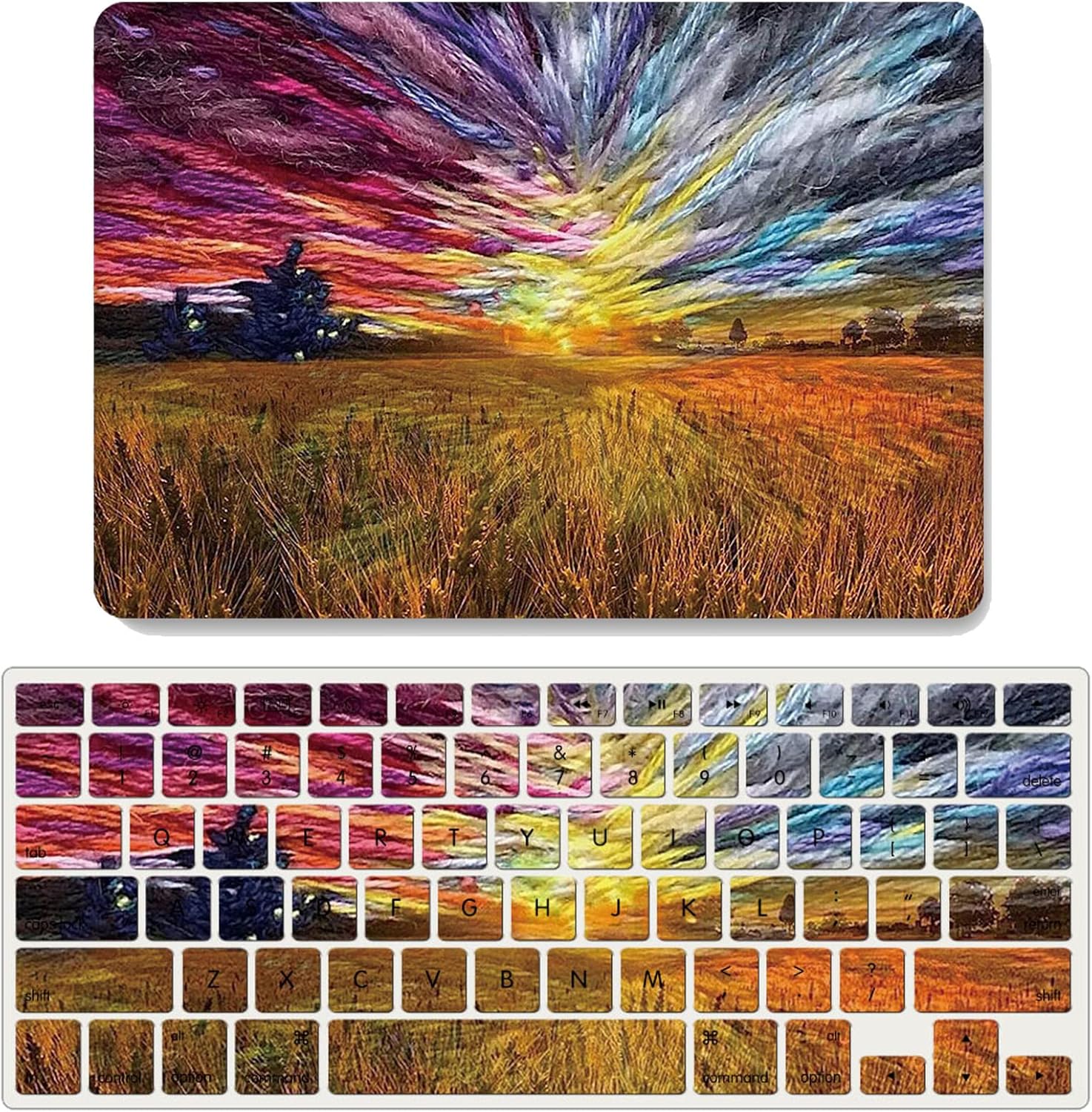 IVY Hard Shell Case with Keyboard Cover Case for MacBook Air M1 / Air 13 Retina Newest Release (2018-2022, Models: A2337 / A2179 / A1932) Oil Painting Case - J