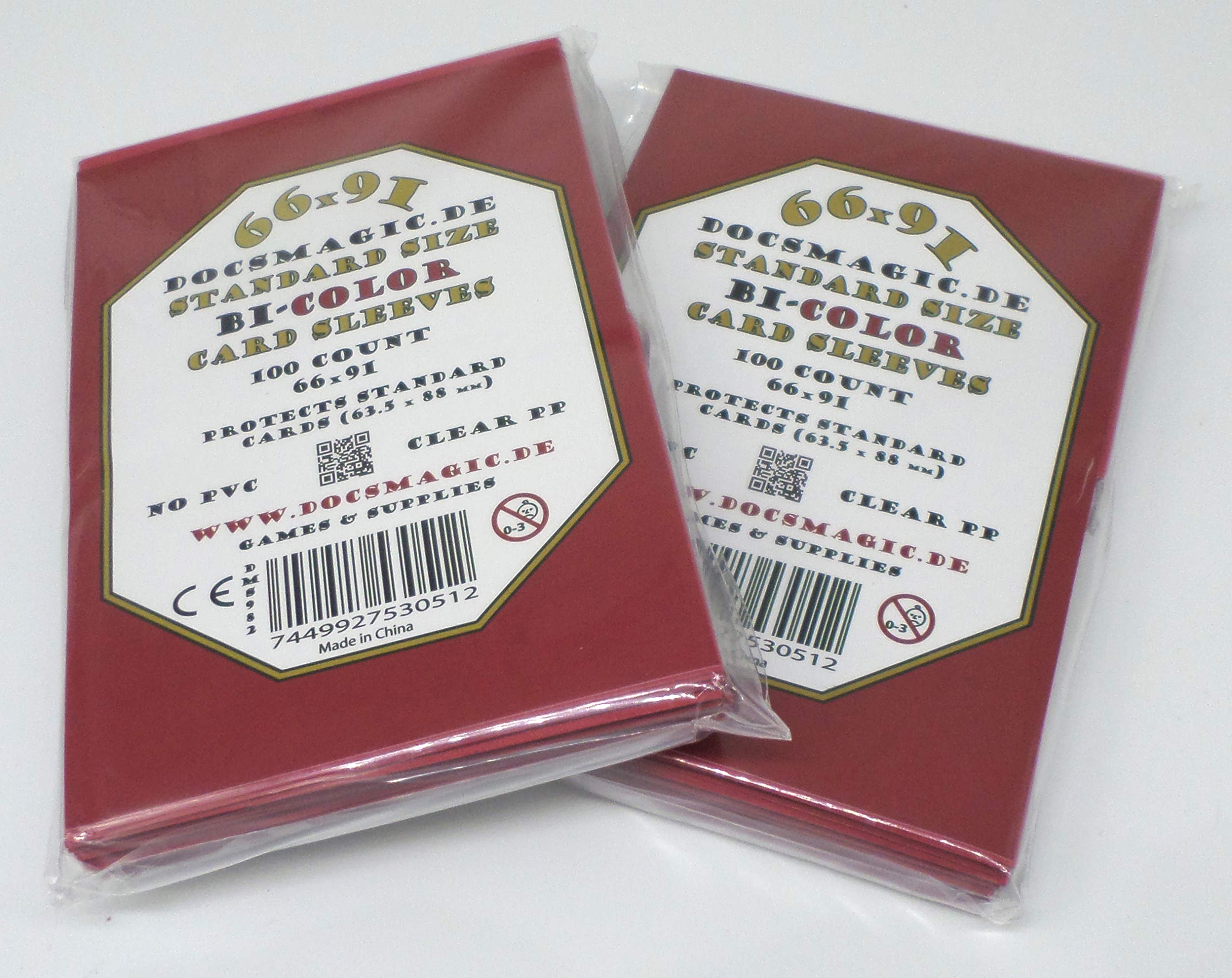docsmagic.de 200 Premium Bi-Color Card Sleeves Mat Red/Black Standard Size 66 x 91