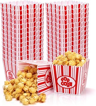 Tebery 30 Pack Plastic Open-Top Popcorn Boxes Reusable Popcorn Containers Bucket Tub - 3.75" Tall x 3.75" Square