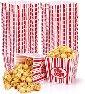 Tebery 30 Pack Plastic Open-Top Popcorn Boxes Reusable Popcorn Containers Bucket Tub - 3.75" Tall x 3.75" Square