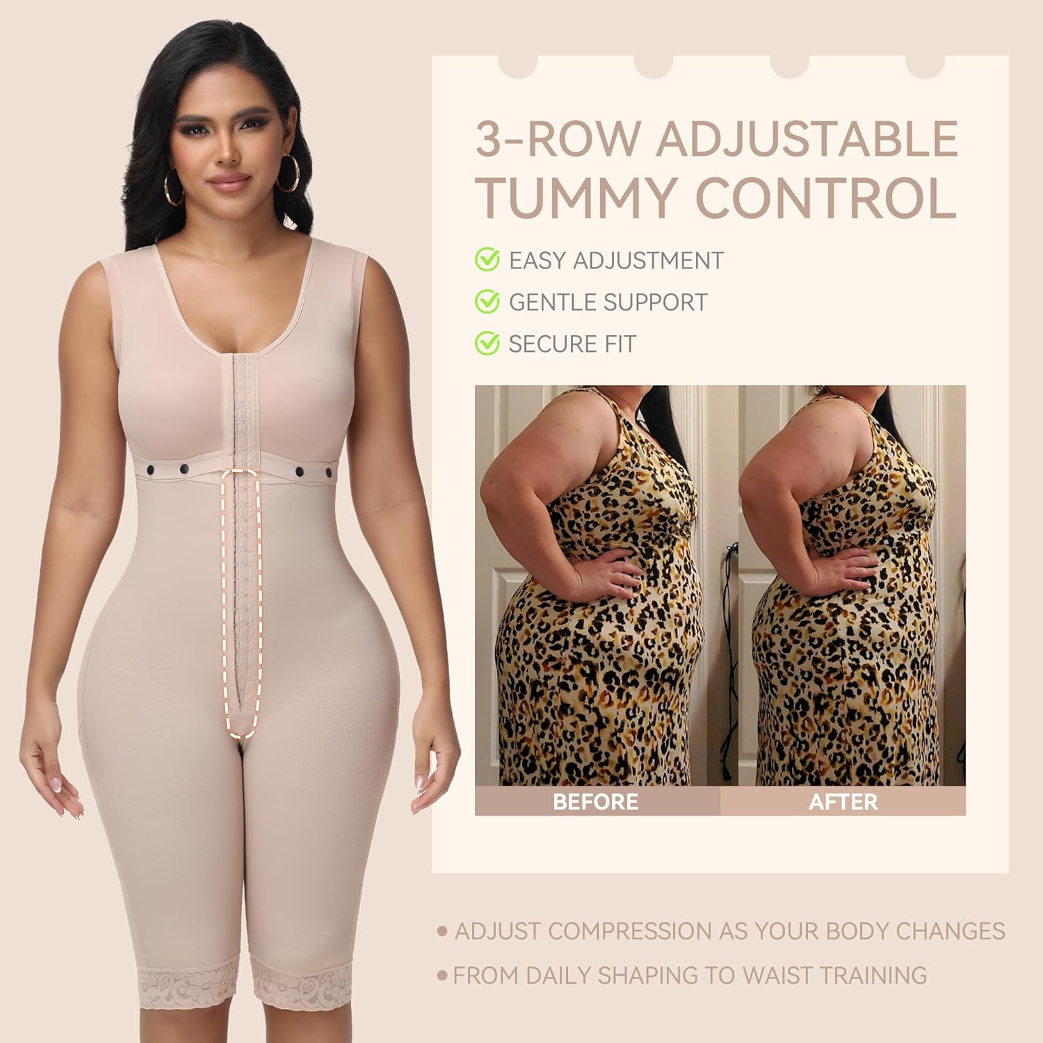 JOSHINE Fajas Colombianas Post Surgery Compression Garment Stage 2 Knee Length Full Body Shaper Tummy Control Shapewear - Image 6