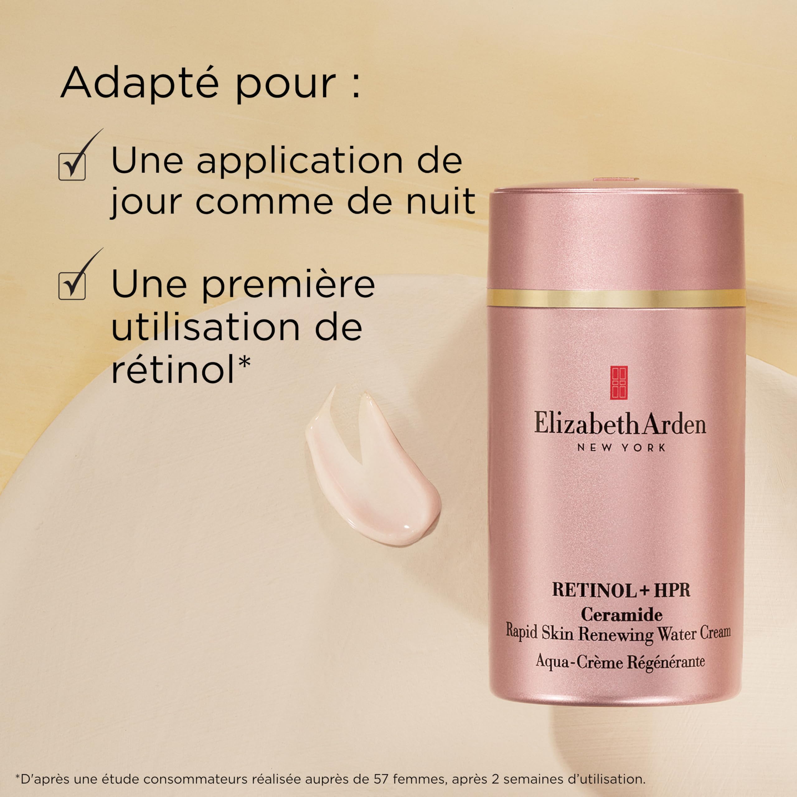 Elizabeth Arden, RETINOL + HPR Ceramide Aqua-Crème Régénérante (50 ml), Crème Puissante Anti-Rides, Anti-Âge et Hydratante | Crème anti‑rides au Rétinol + HPR, Peptides et Céramides pour lisser rides, réduire pores, raffermir et revitaliser la peau.