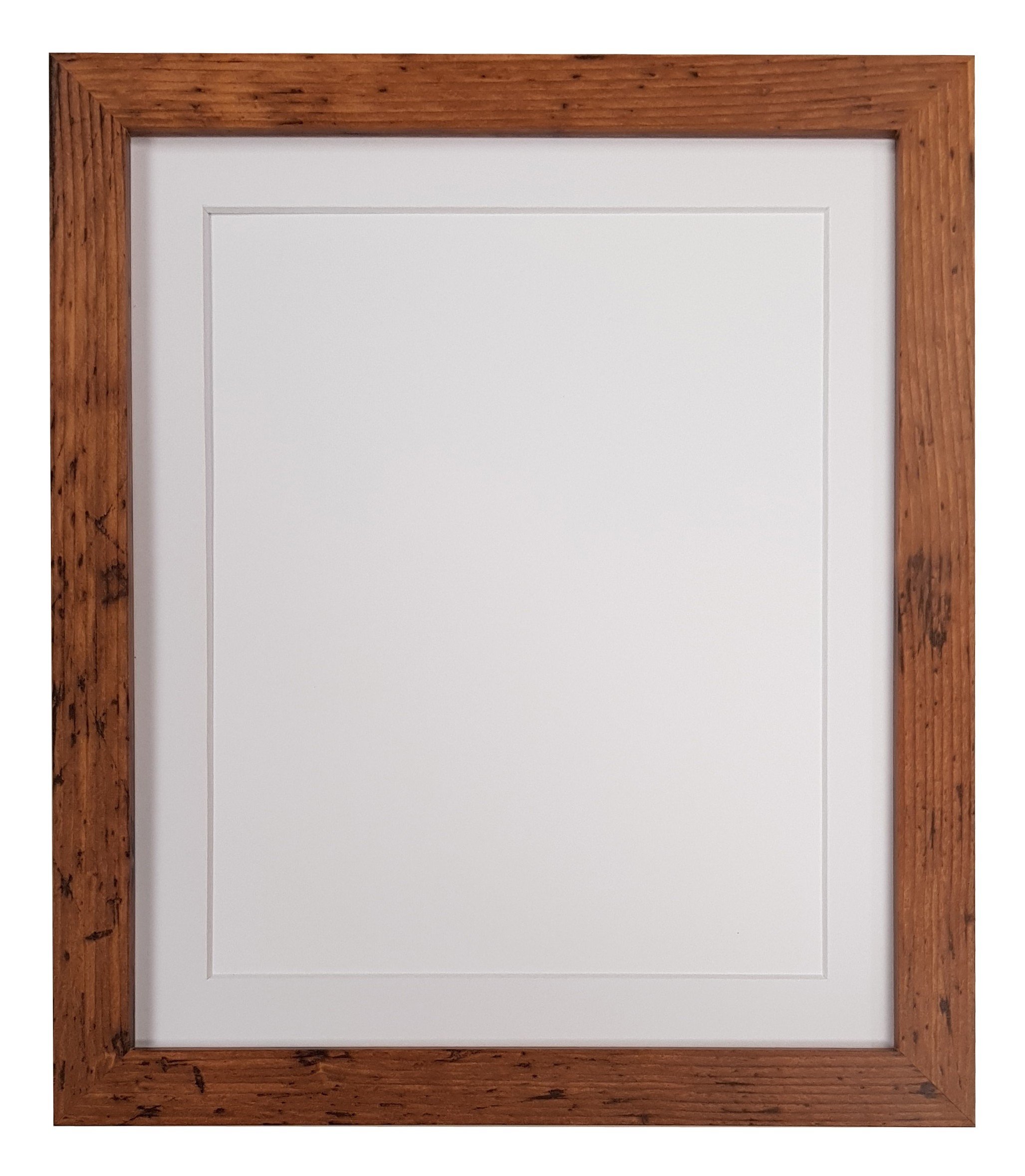 Frames By Post White Mount H7 Vintage Wood Picture Photo Frame With A1 For Image Size A2 (Plastic Glass)