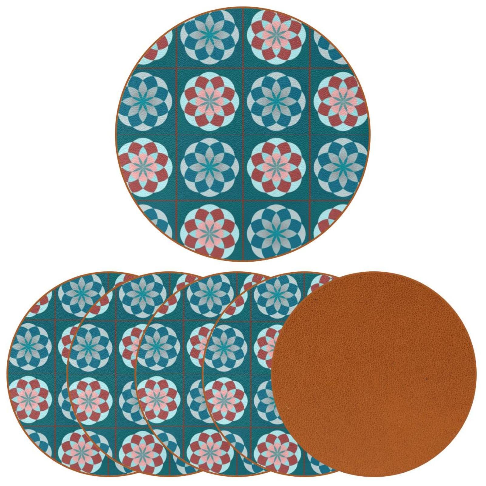 Runde Untersetzer mit Blumenmuster für Getränke, 6 Stück, Tischschutzmatte für Weingläser, Tassen und Tassen, wiederverwendbar im Büro, Küche, Bar, 10,9 cm