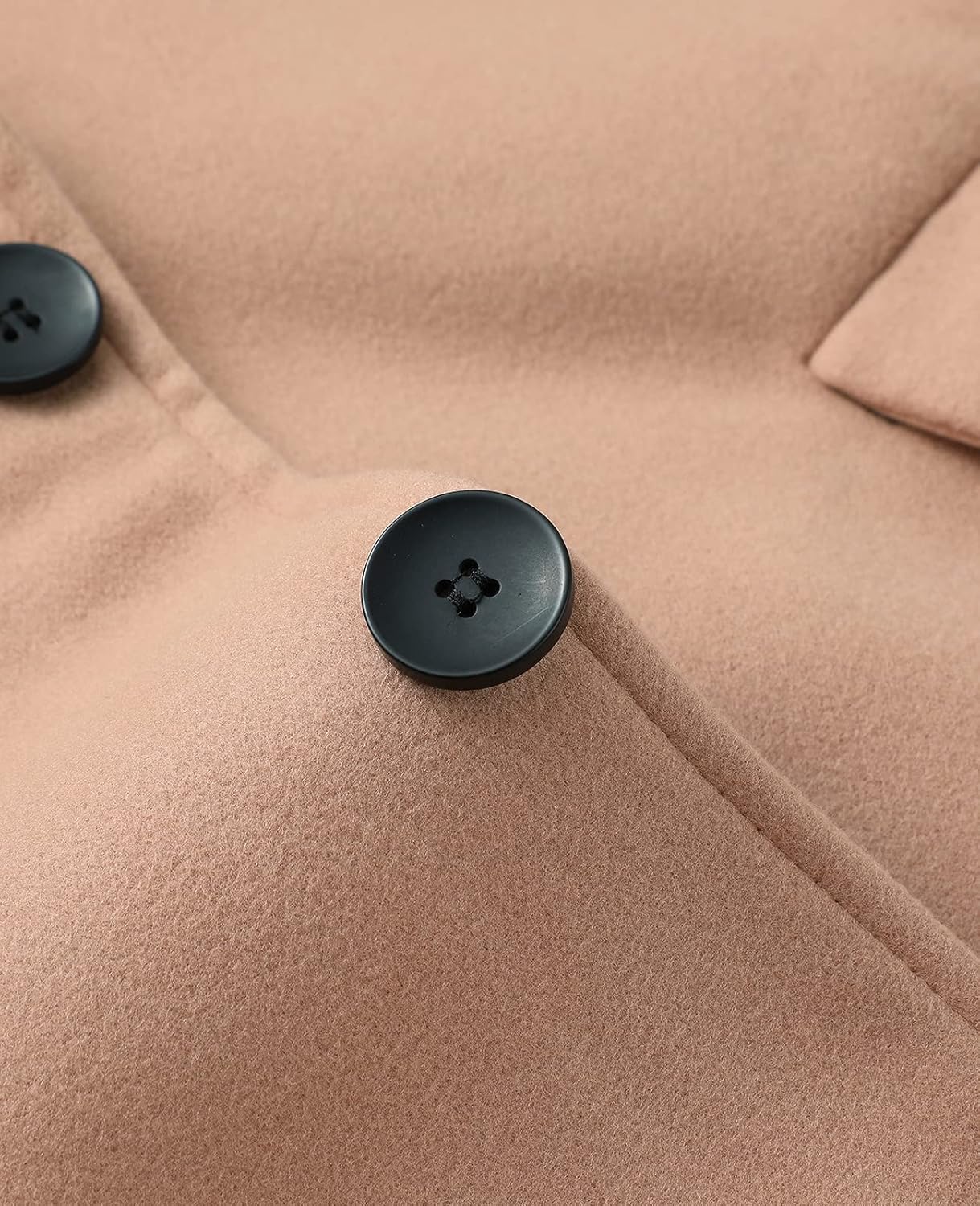 Close-Up of a Tan Wool-Blend Men's Coat with Dark Buttons