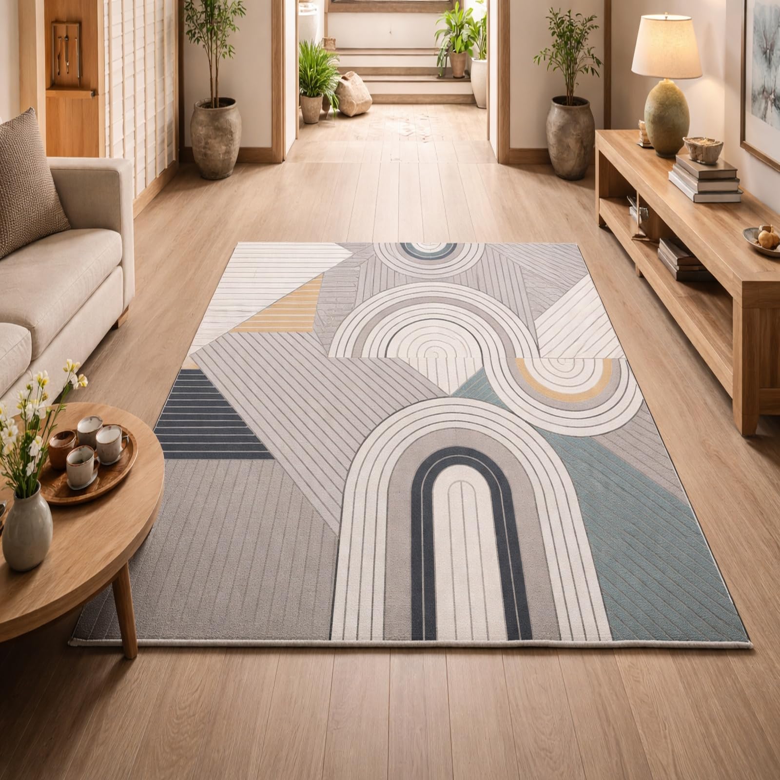 Alfombra de pasillo moderna y geométrica Rururug para tu hogar
