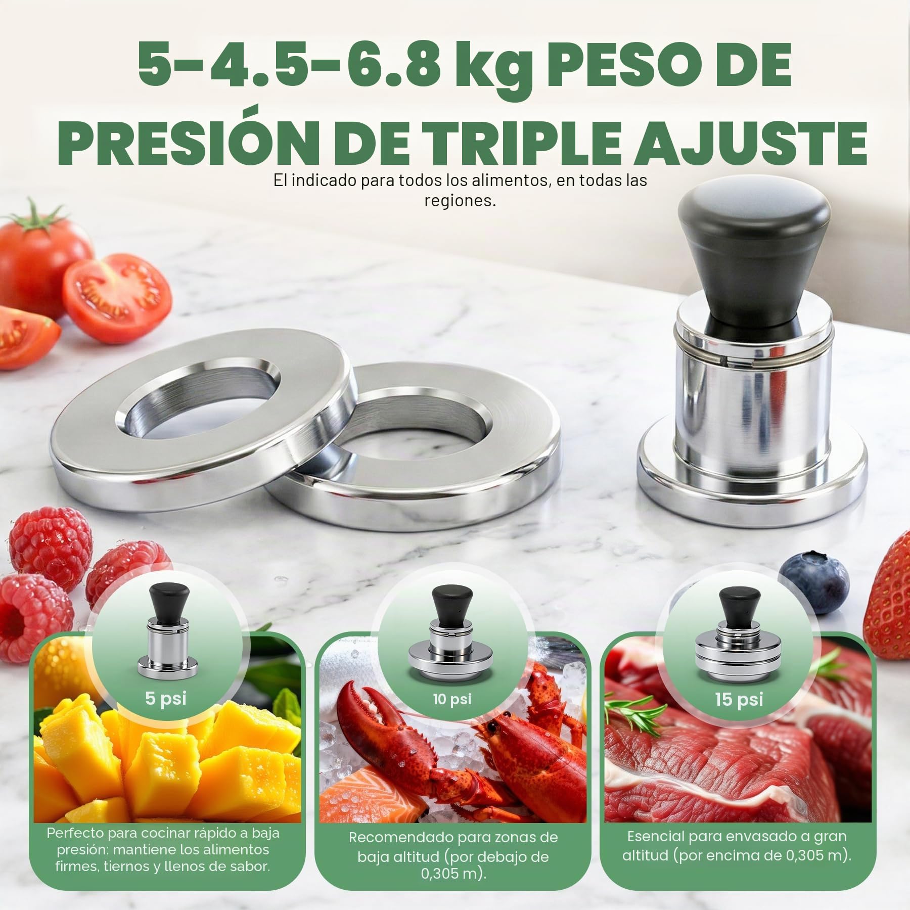 Huanyu Olla a presión de 22 litros con pesas de presión de 5, 10 y 15 PSI, compatible con cocinas de inducción y de gas. Olla a presión multifunción y ollas a presión para conservas