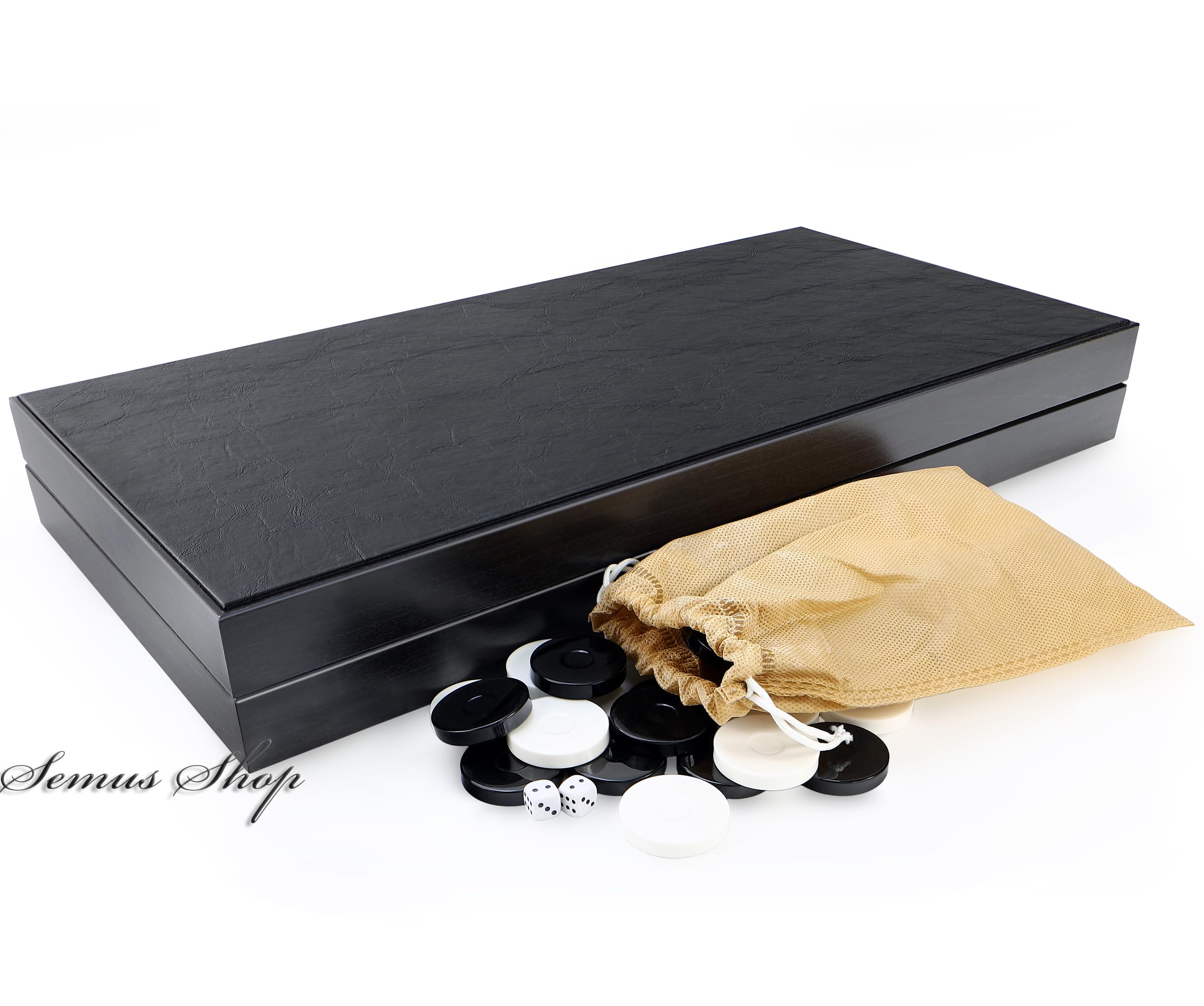 Luxus Board Game Backgammon Tavla XXL Klassik Leder Black