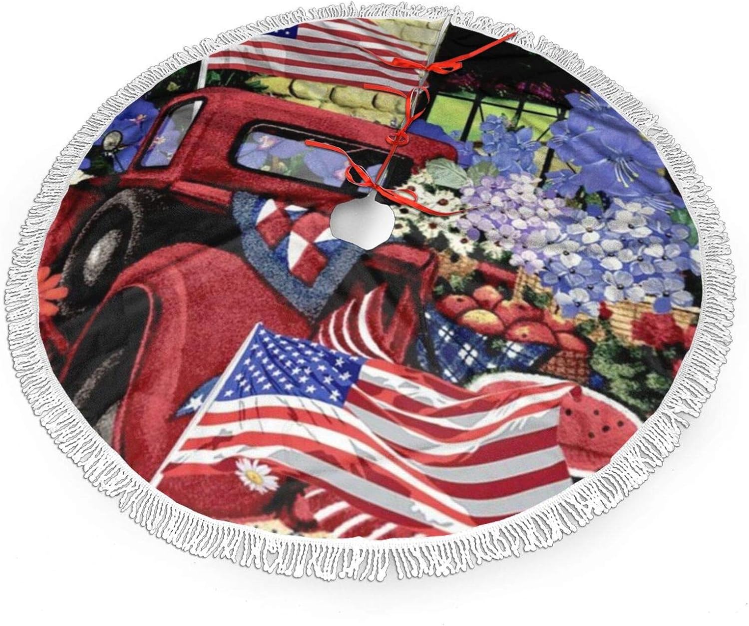 VGFJHNDF 4th of July Patriotic Old Red Truck Printed ...