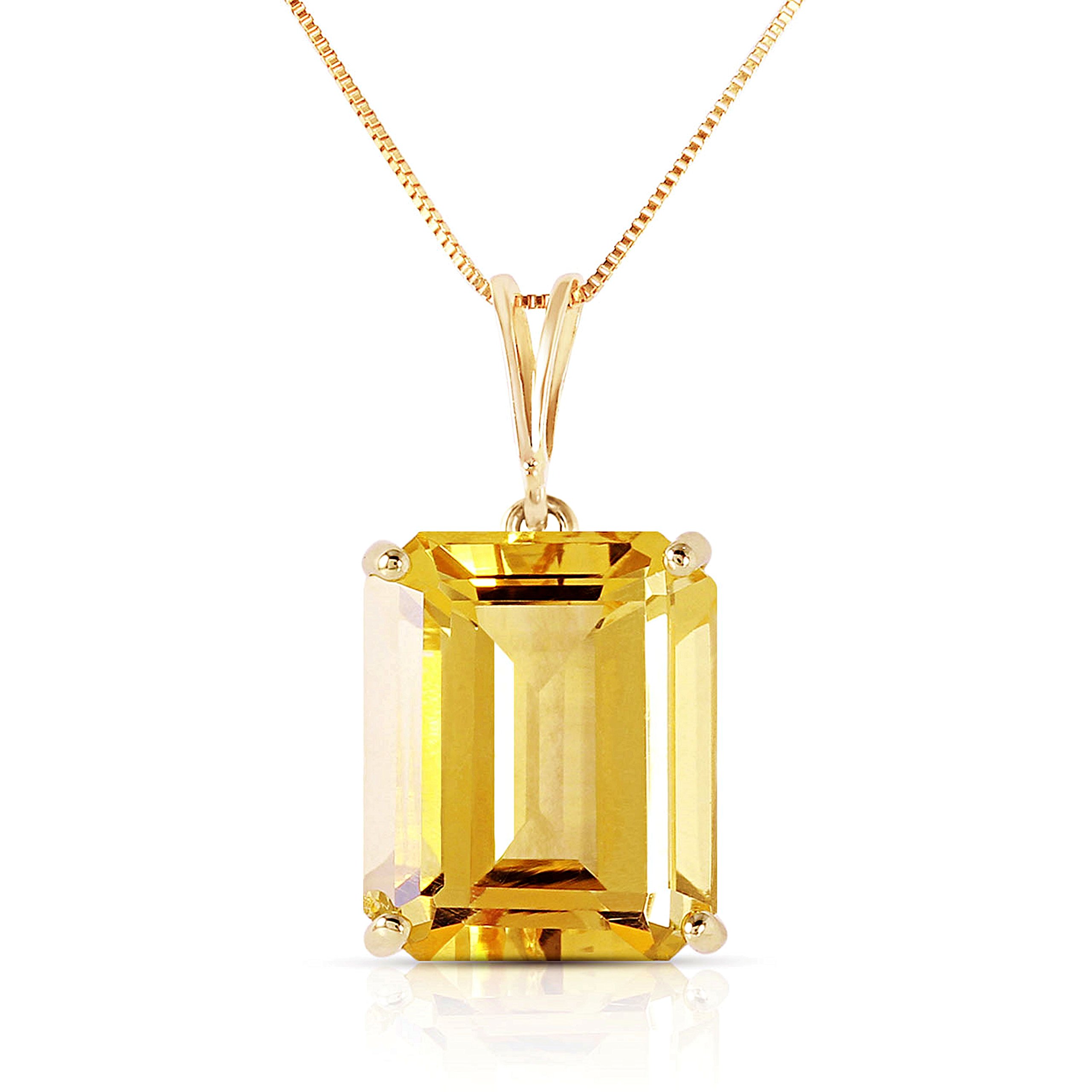 Galaxy Gold GG 14k Solid White, Rose,and Yellow Gold Necklace with 6.5 Carats Octagon-Cut Natural Citrine 1797