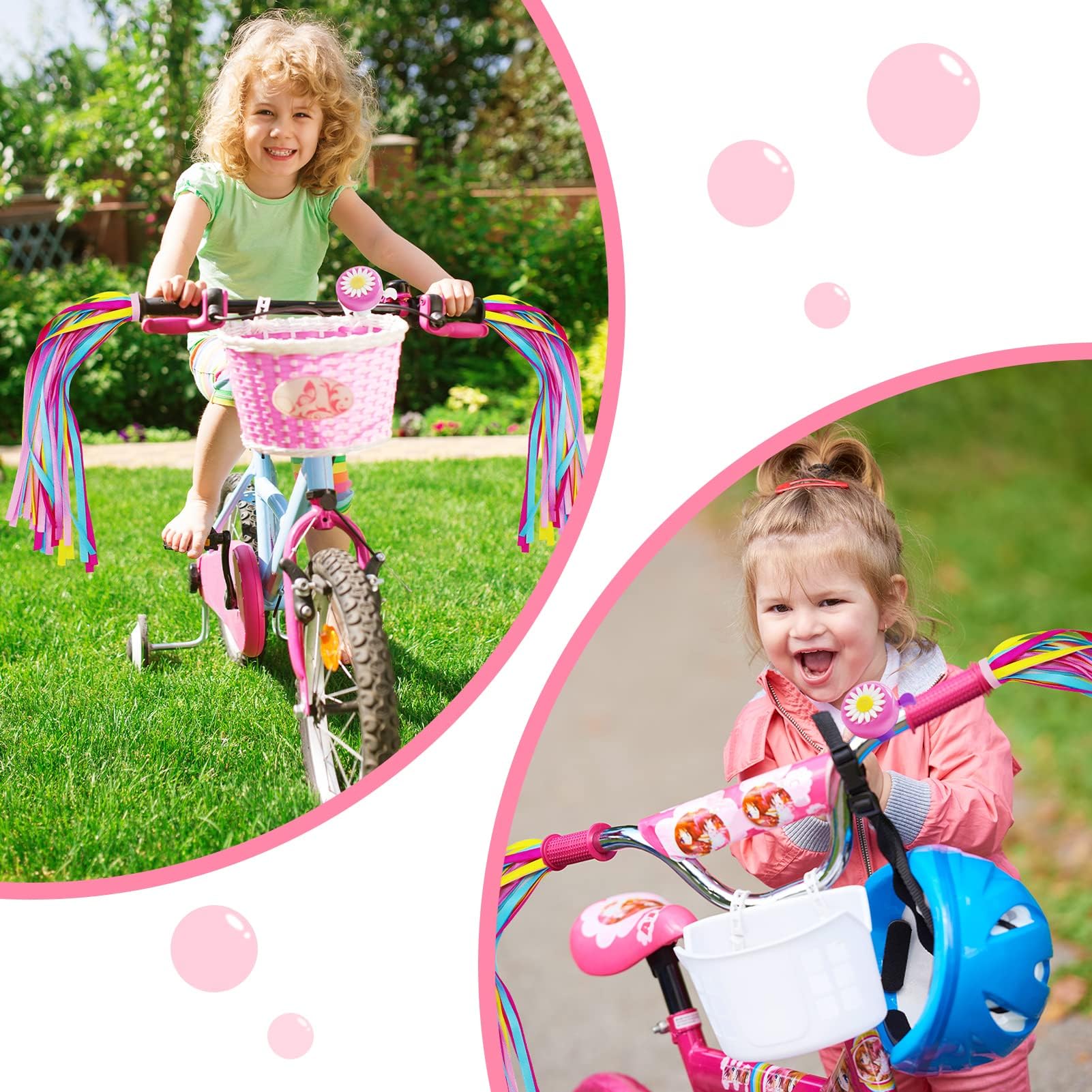 PATIKIL Pompons Colorés Violet Pour Guidon Vélo - Rubans Décoratifs Amovibles Pour Trottinette, Tricycle Et VTT, Accessoires Fun Pour Filles