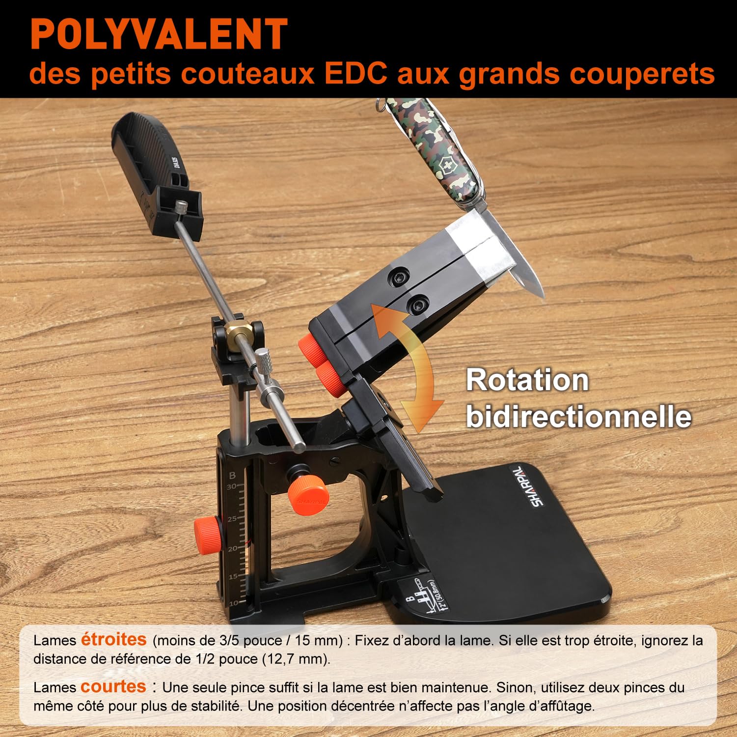 SHARPAL 202H Système d'Aiguisage de Précision – Affûteur à Angle Réglable 10–35°, Kit 7 Plaques (Diamant 220/325/600/1000, Pierre 3000/6000, Cuir à Polir) et Coffret Cadeau