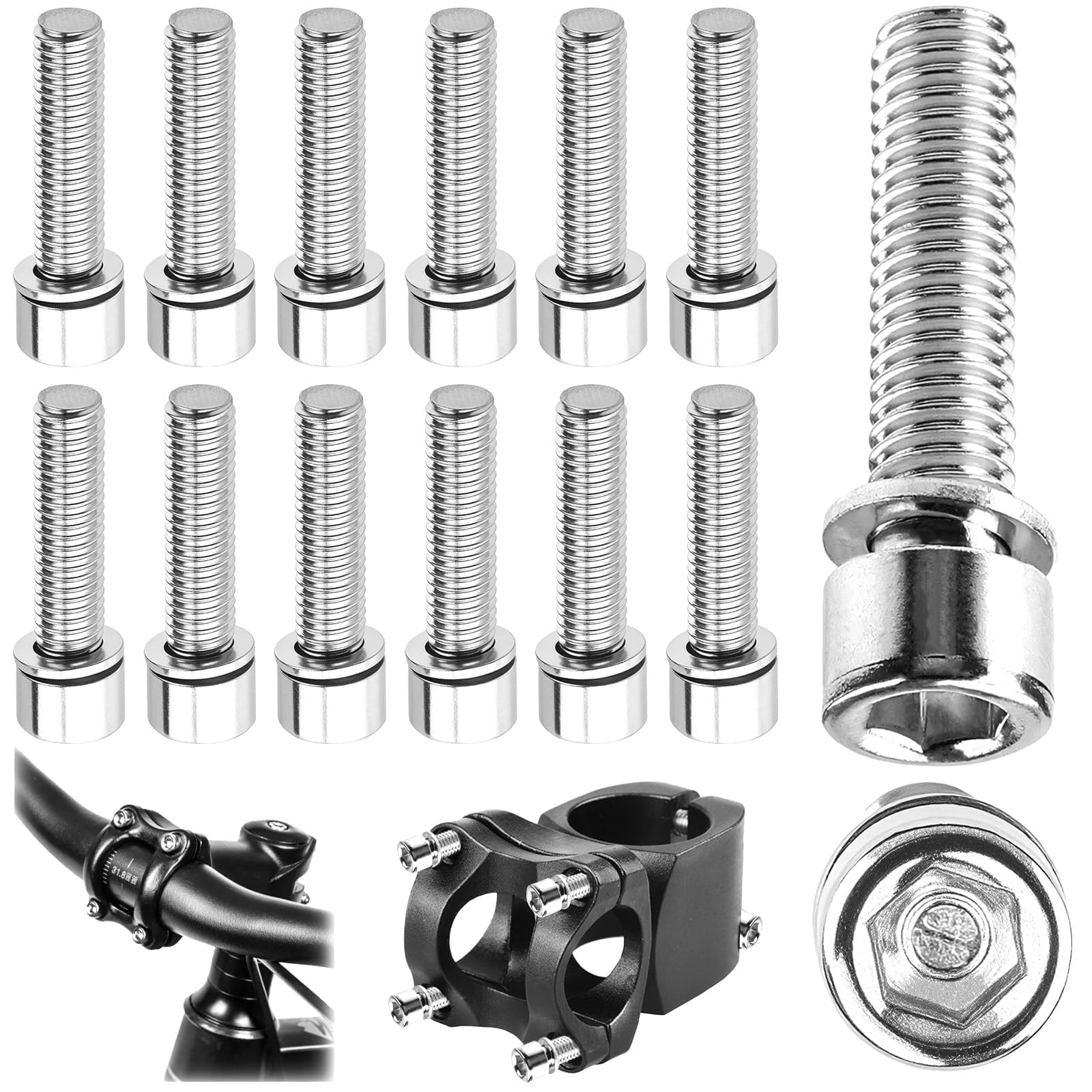 Clé Allen Incluse TXXATX Lot De 12 Vis De Potence De Vélo M5x20mm - En Acier Carbone, Avec Clé Allen 4mm, Pour VTT, Route, Moto Accessoire Fixation Guidon Clé Allen Incluse TXXATX Lot De 12 Vis De Potence De Vélo M5x20mm - En Acier Carbone, Avec Clé Allen 4mm, Pour VTT, Route, Moto Accessoire Fixation Guidon