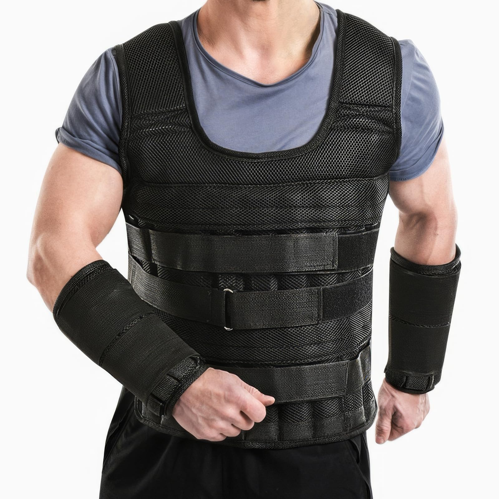 Gilet da allenamento regolabile da uomo, peso 12,8 kg, 42 x 55 cm, nero, con pesi in ferro, per corsa, allenamento, design sottile