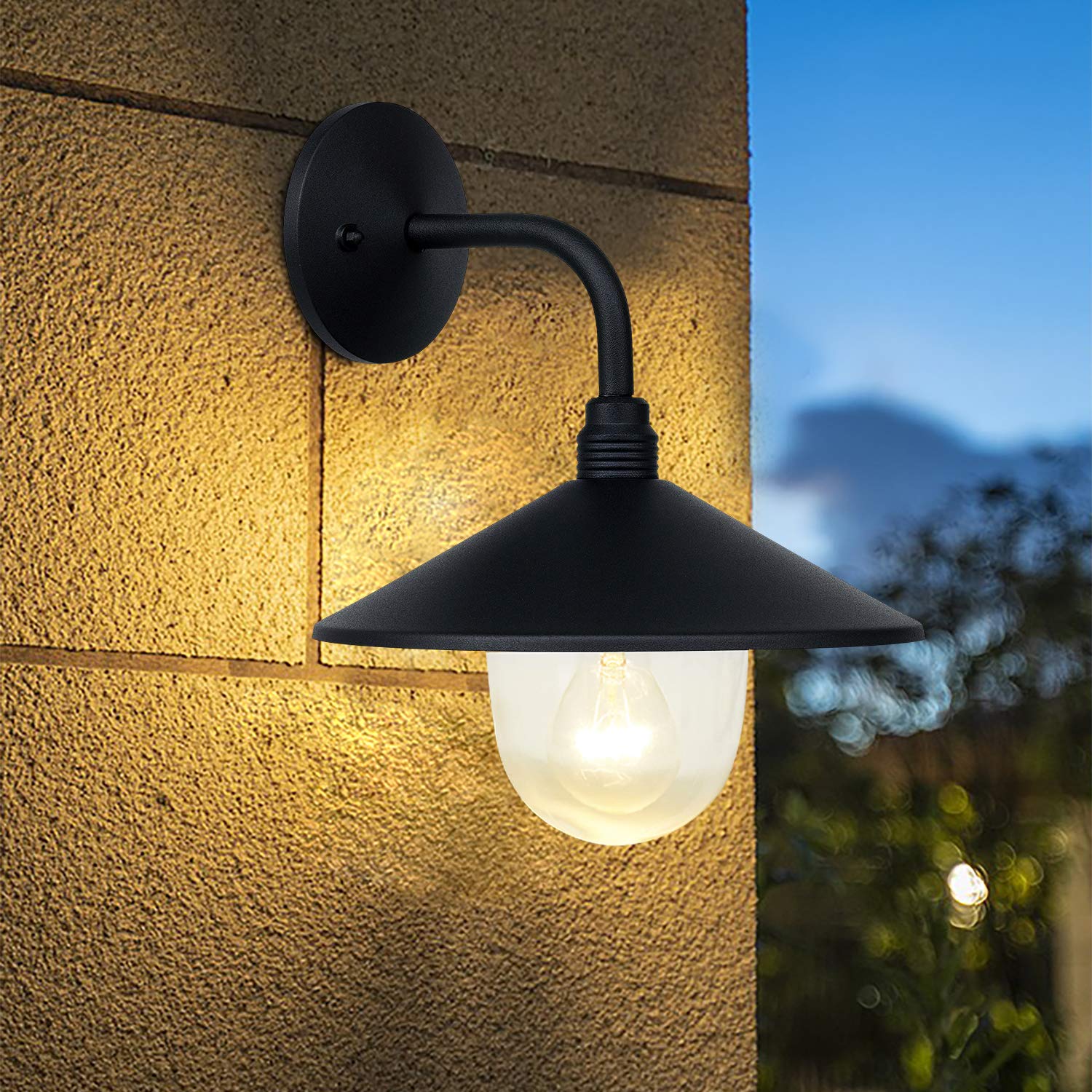 MOON BAY Outdoor Modern Design Wall Down Lighting, High Volt , E26 Base Socket(excl), Aluminum Body with Clear Glass Diffuser, Anti-Rust Waterproof for Outdoor,Porch,Doorway, Garage, (Matt Grey ) (G06212-NA GY)