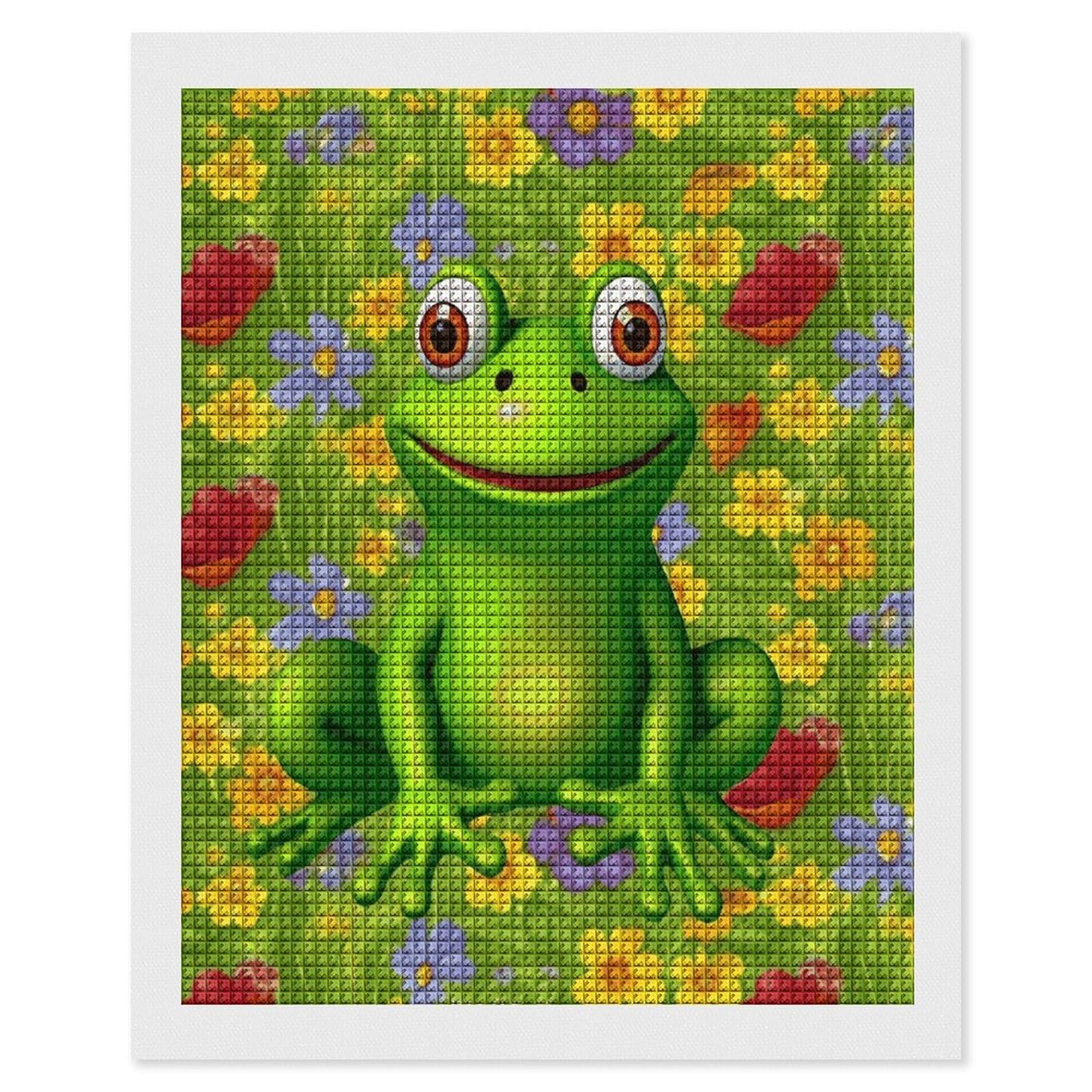 FodPand Frog Diamond Painting Kit for Beginner Fun 5D DIY Crafts for Adults Diamond Art Kits Square Diamond Art Canvas Painting Gem Art Crafts for Home Wall Decor 16"x20"