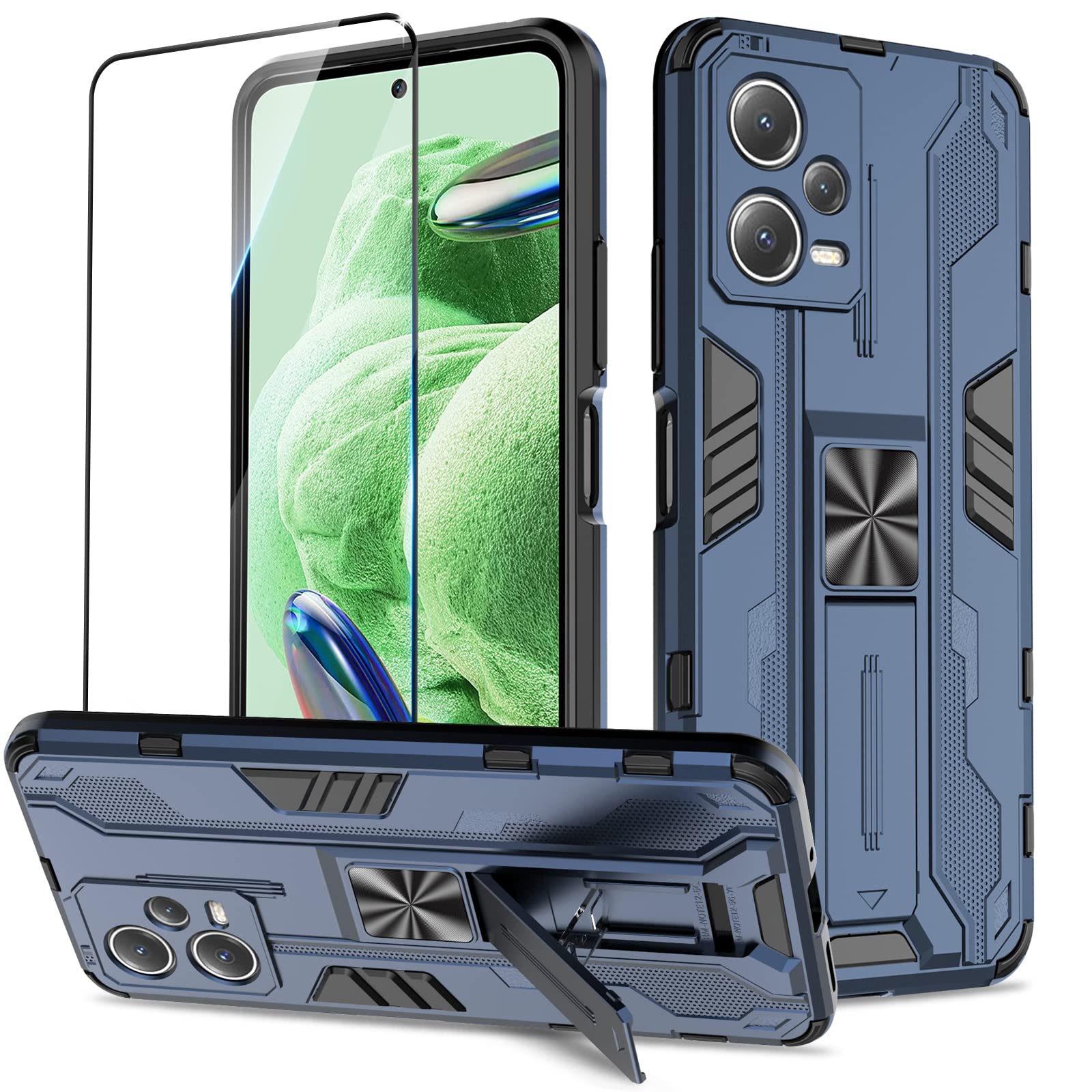 Funda para Samsung Galaxy A13 4G con Cristal Templado Protector Pantalla, Carcasa Antigolpes con Soporte anular metálico, Case Protectora de Grado Militar, Negro — view 217