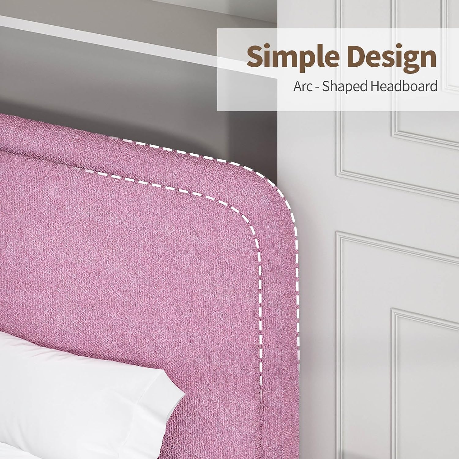 BarnFurin Cloud King Size Bed Frame with Boucle Upholstered Headboard, Platform Bed Frame, Soft Rounded Corners, No Box Spring Required, Easy Assembly, Rose Pink