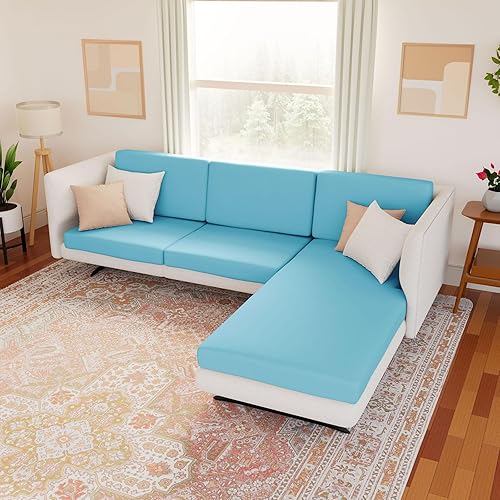 Miniatura 2 de hyha Fundas de cojín impermeables para sofá, funda elástica para asiento de sofá para perro, lavable, antideslizante, impermeable, fundas de cojín