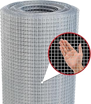 Hardware Cloth,1/2inch 48inx100ft 19 Gauge,Double-Layer Hot-Dip Galvanizing After Welding,Chicken Wire Fence Wire Mesh Fence Poultry Netting Garden Fence Tree Guard Rolls Chicken Coop Accessories