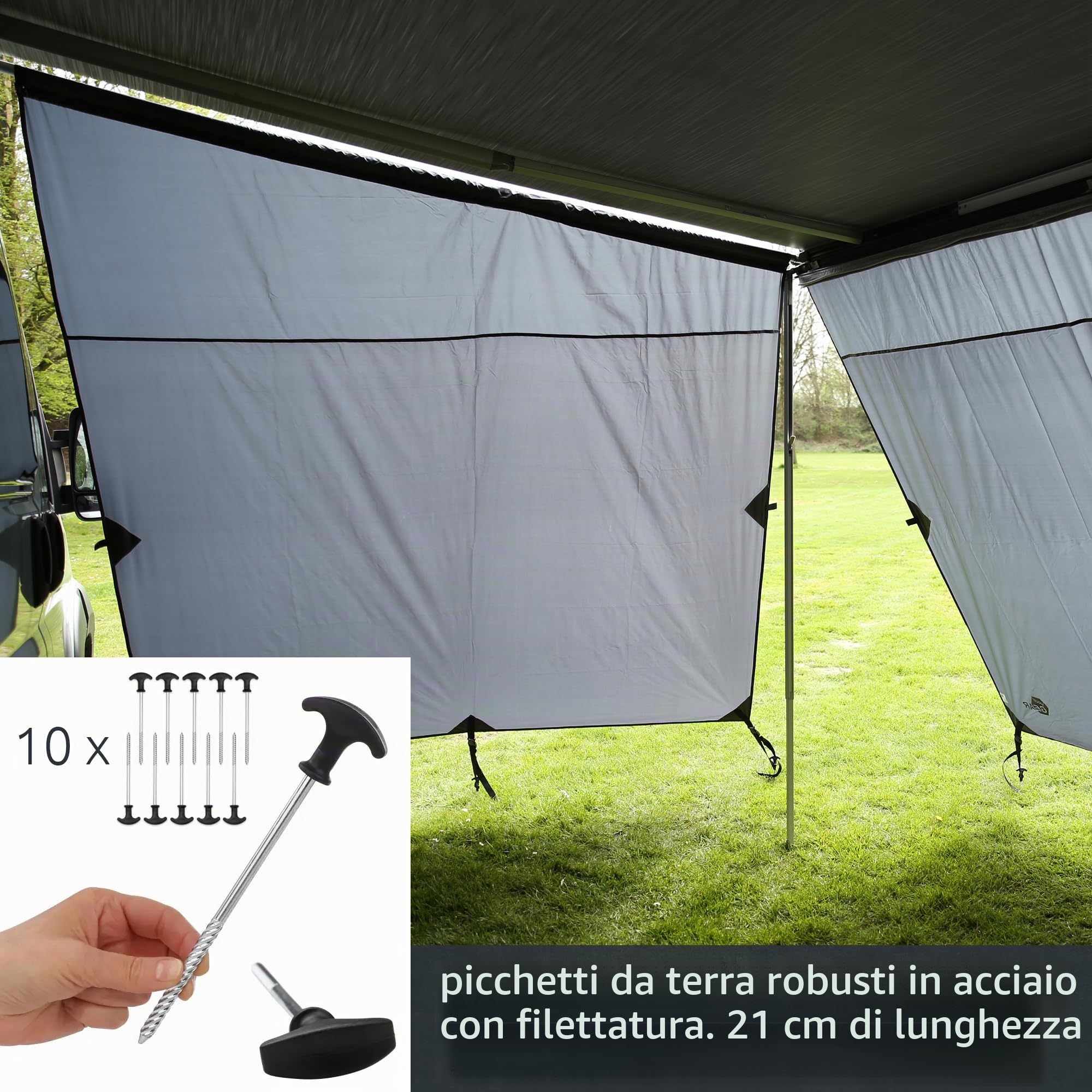 your GEAR Korsika 4.3 - Set da parete con parete anteriore e 2 pareti laterali, protezione da sole, vento e pioggia