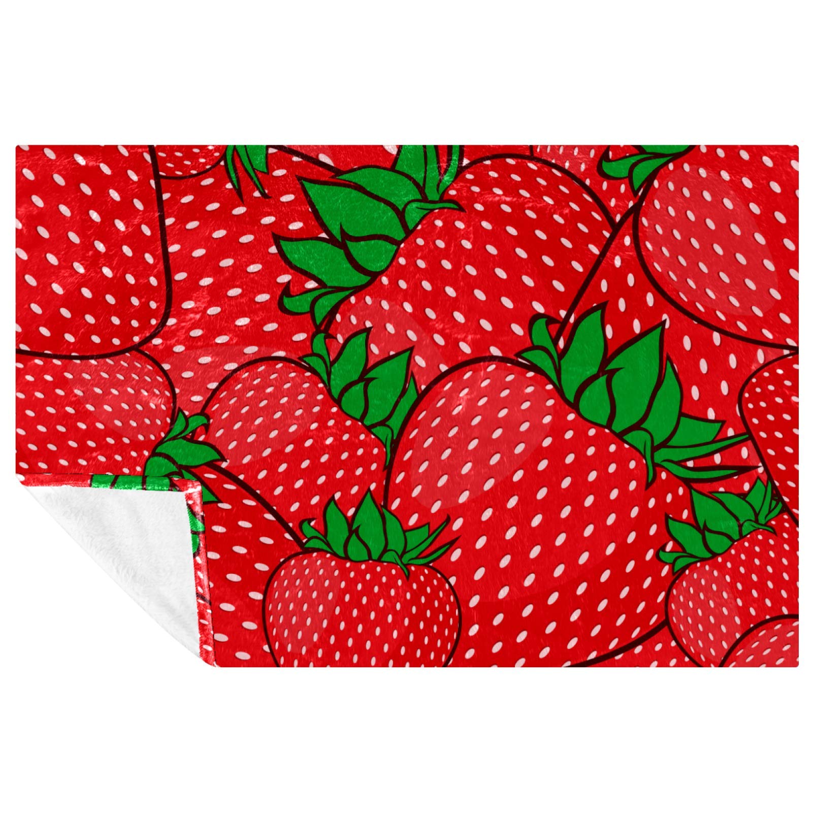 Couverture douce lit motif fraise 150x100 plaid chaud canapé