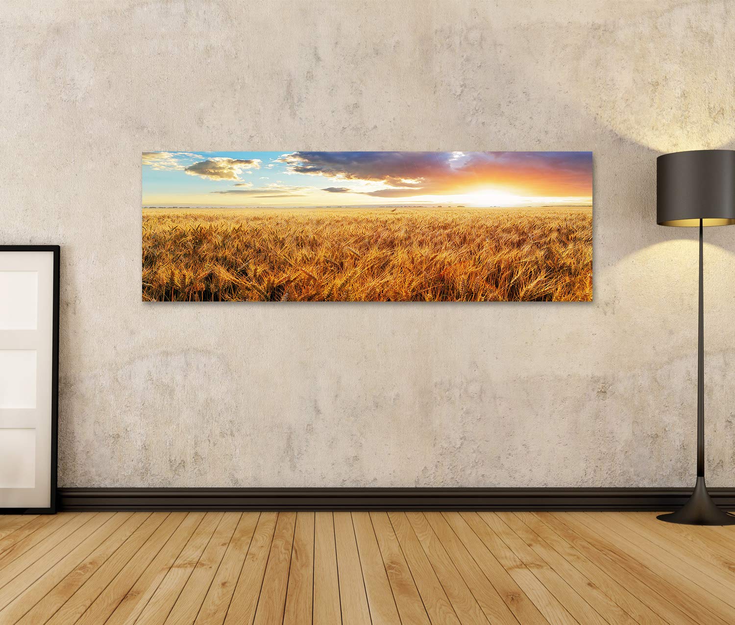 islandburner Quadro su tela Tramonto su campo di grano Quadri Stampe Immagini Murale Decorazione da parete