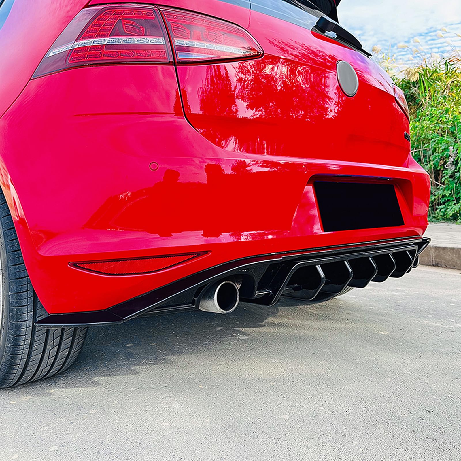Diffusore per paraurti posteriore auto con copertura a labbro per Volkswagen Golf 7 MK7, kit carrozzeria nero lucido