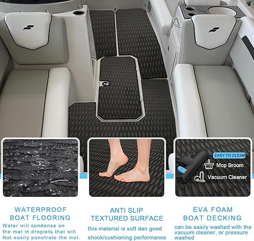 Miniatura 2 de LUBEMIDA Suelo de lancha de espuma EVA, tapete marino de teca sintética, tapete marino para alfombras marinas, asientos antideslizantes,