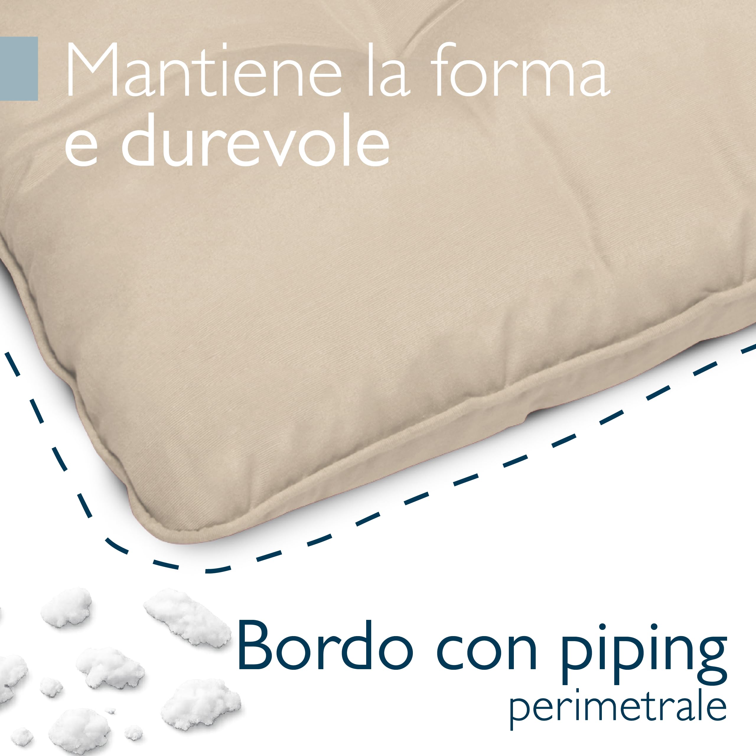 Beautissu Cuscino per Esterno Outdoor - Resistente all'Acqua- Comodo Schienale - 70x40x12 cm - per mobili Rattan e Giardino - Beige Chiaro