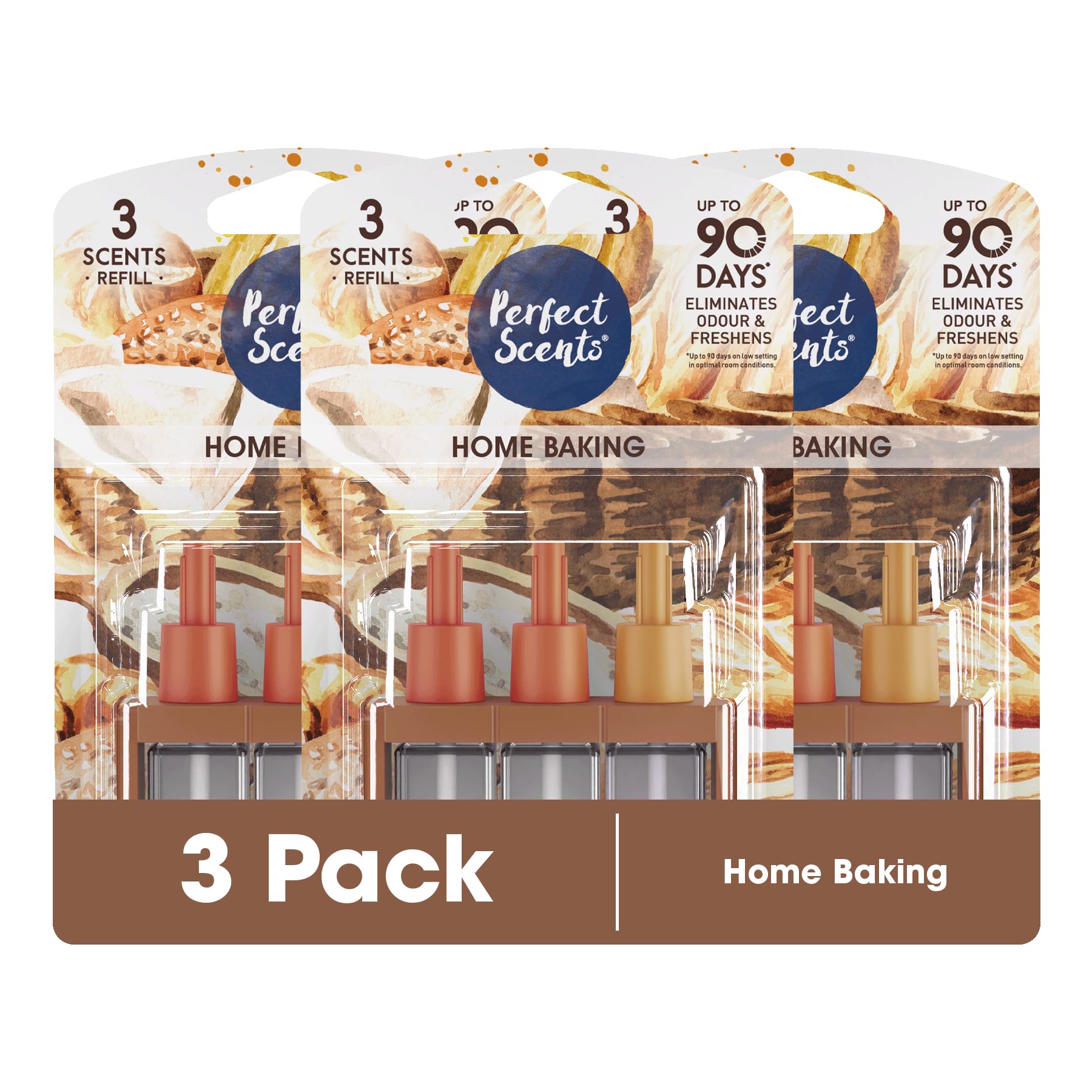 Perfect Scents 3 Scents Air Freshener Refill 3 Pack - Compatible with 3volution - Home Baking - 20ml per Pack