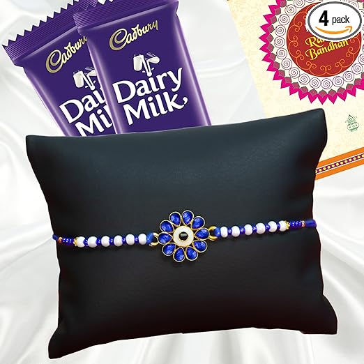 Canton Rakhi For Brother With Chocolate Gift Hamper, Rakhi With Cadbury Dairy Milk, Pack of 1 Designer Rakhi For brother (Design-18), 50 grams