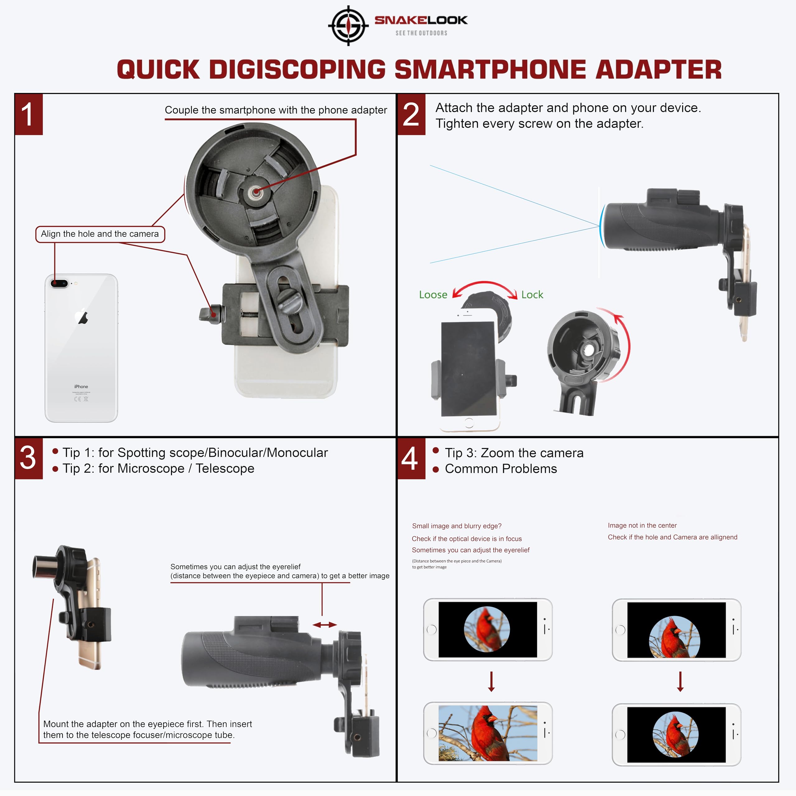 Spotter Scope Phone Adapter, Spektiv Smartphone Teleskop Telefonhalterung, Kamera-Zielfernrohr-Halterung, Spektiv-Handyadapter, Universal-Adapter passend für jedes Smartphone 5,6 cm - 10,2