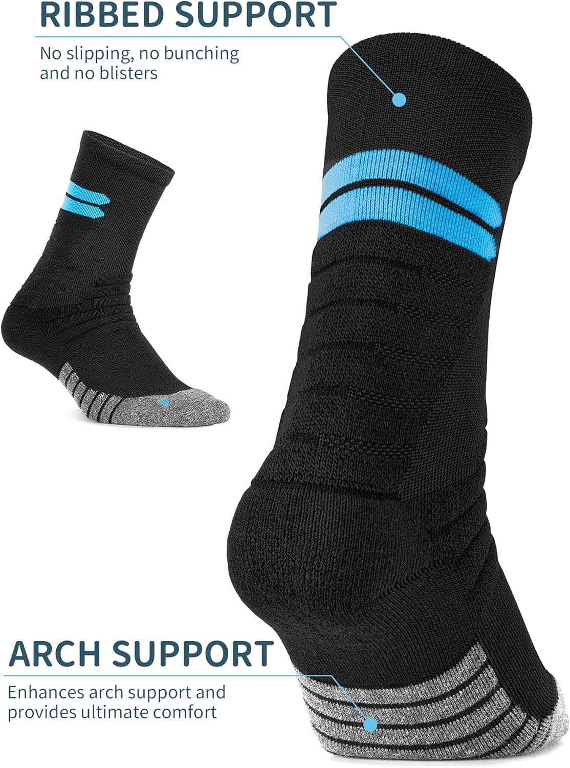 AKASO Crew Running Socks with Cushioned - Thick Warm Coolmax Athletic Quarter Sock Moisture Wicking for Men & Women (2 Pairs) : Clothing, Shoes & Jewelry