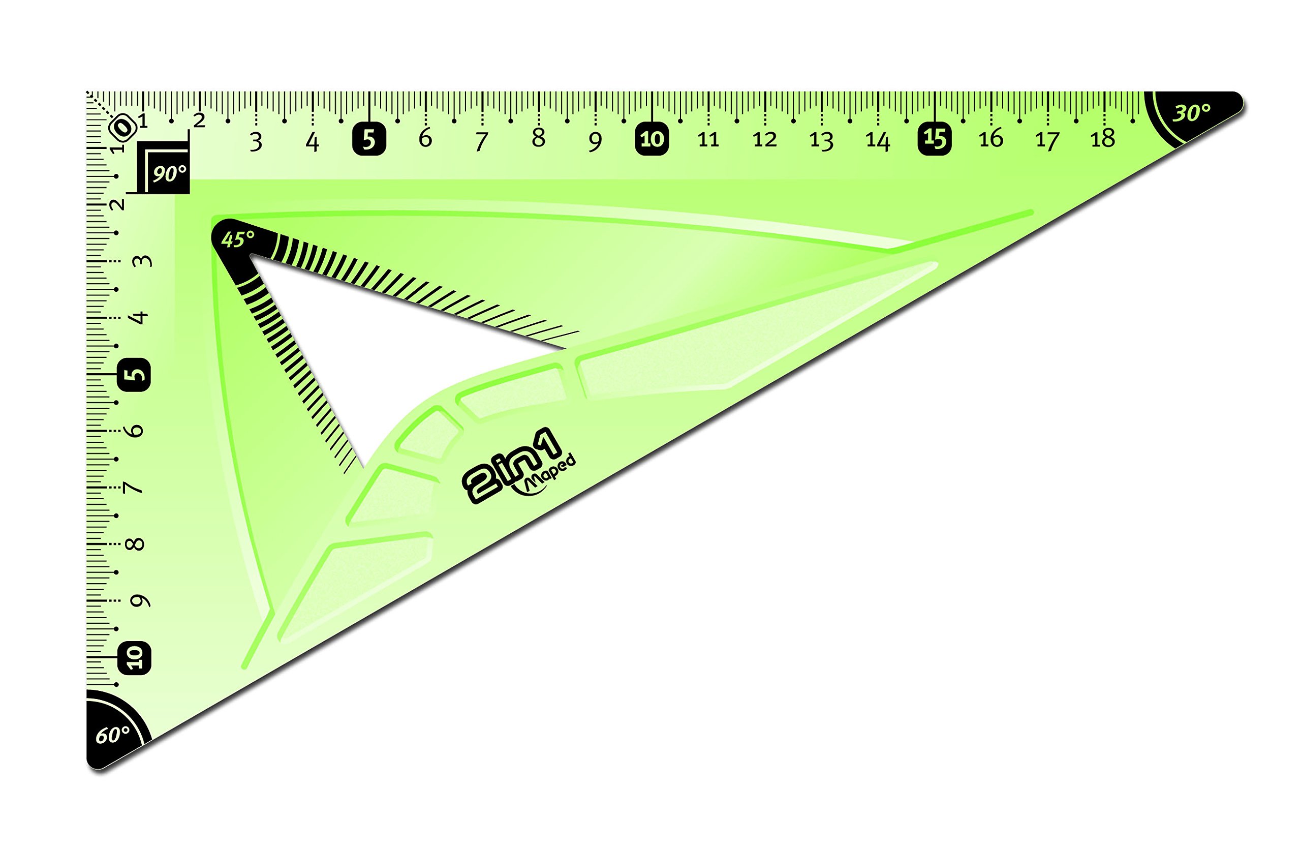 Maped - Set di squadre 2 in 1: 60/45°, 21 cm, colori assortiti, confezione da 25 pz