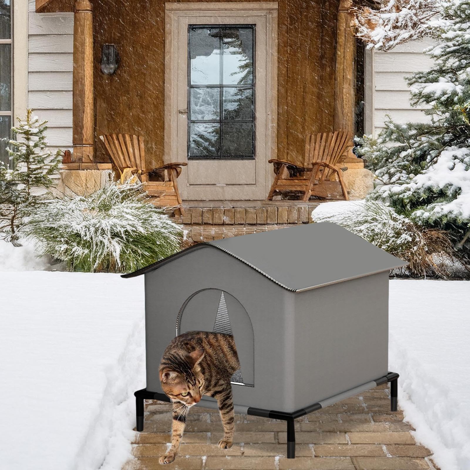 Cuccia Per Gatti Per Esterni, Casa Per Gatti Impermeabile Con Pavimento Rialzato E Base Rifugio Per Gatto Da Esterno Casetta Per Gatto Da Esterno Tana Isolata Termicamente Per Giardino Patio Prato