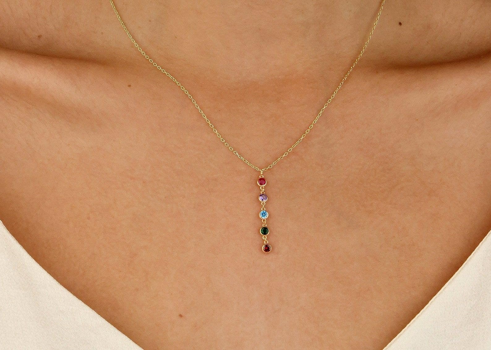 Verticale collana con pietre, nascita pietre elegante Natale