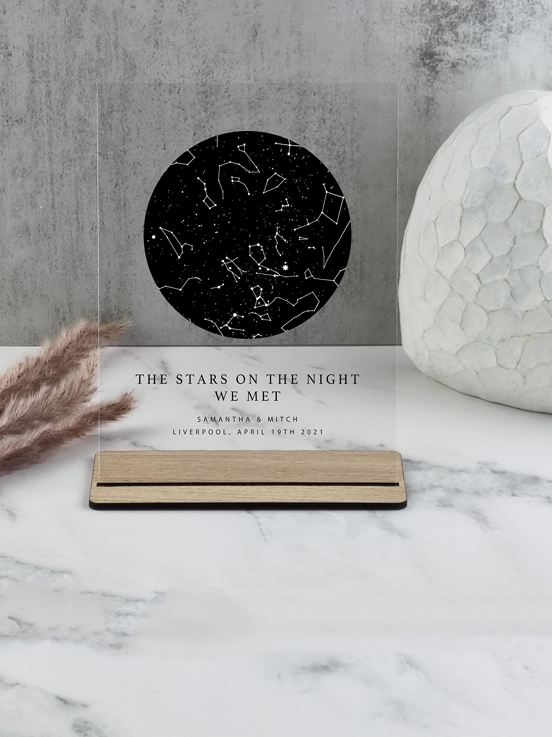 Custom Star Map, On the Night We Met Stars Constellation, Night Sky Print, Custom Anniversary Gift, Wedding Gift for Couples, Best Friend Gifts, Acrylic Plaque with Stand