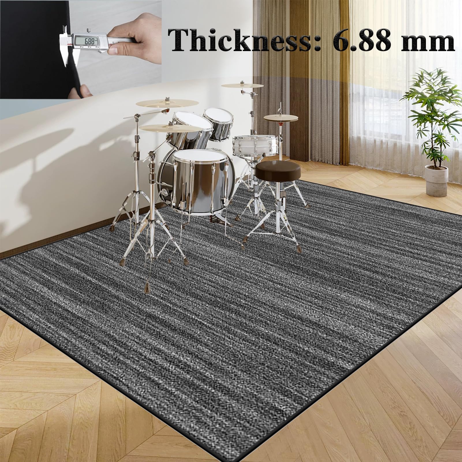 Alfombras para Baterías Antivibracion - Alfombrilla de Tambor Electronica Antideslizante - Alfombra Insonorizada para Caja de Bombo y Otros Instrumentos Musicales 140 x 90 cm