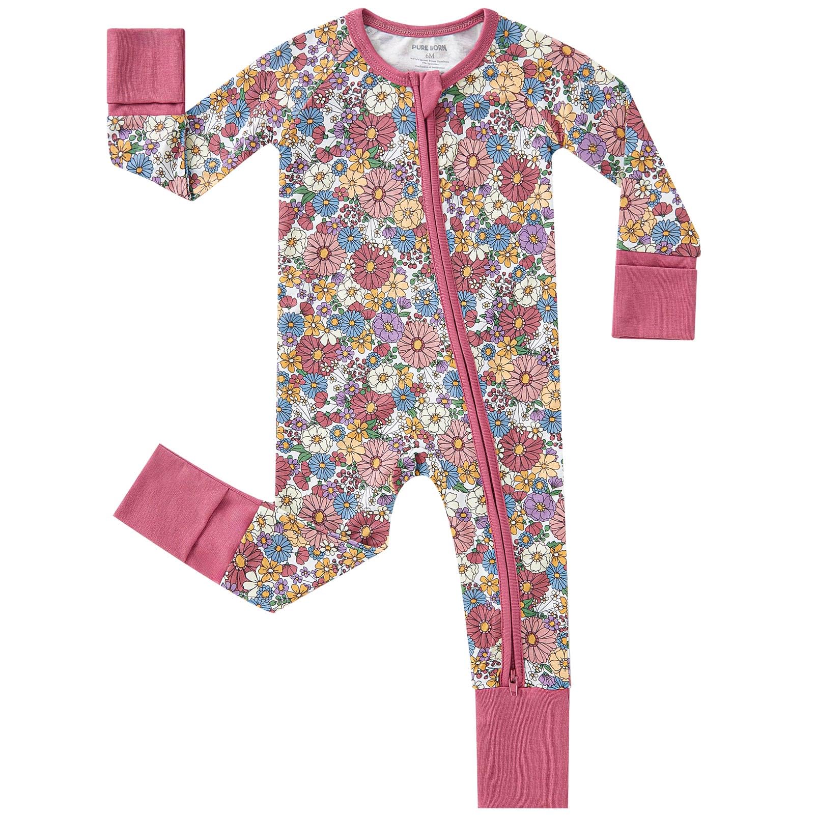 pureborn Baby Sleeper Viscose from Bamboo Zipper Footies Pjs 0-24 Months