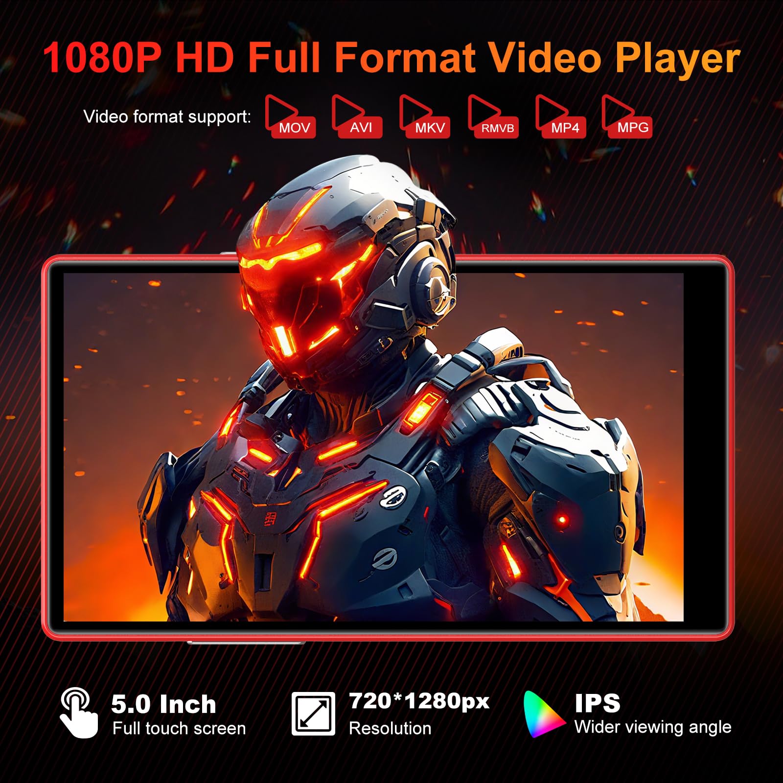 160GB Reproductor MP3 con Bluetooth y WiFi, Oilsky 5" MP4 Player HD con Spotify, Audible, Amazon Music, Deezer, Reproductores Música Android 13 con Pantalla Táctil y Altavoz